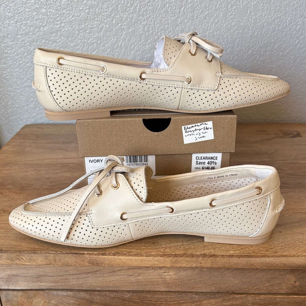 Dolce Vita Ivory Perforated Leather Loafers - Picture 6 of 7